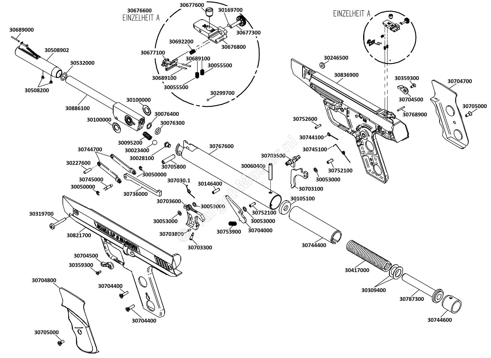 .Parts Drawing Diana LP8 Magnum Silver 4.50mm, .177